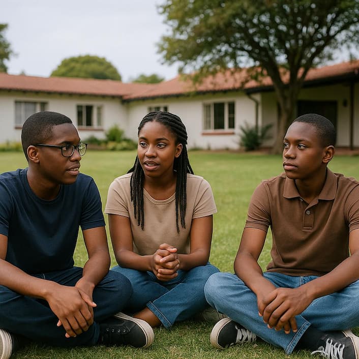 Autism Centre - Children sitting at the Clarion House schooling and residential facility